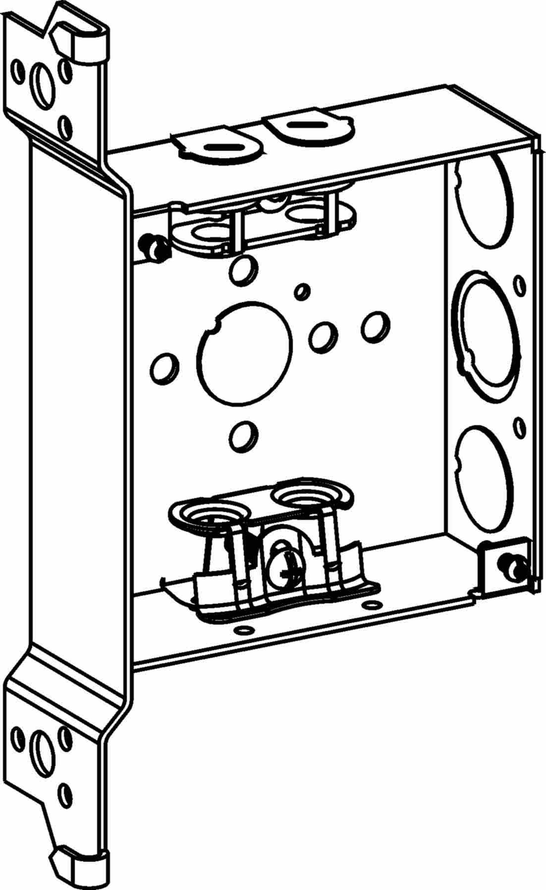 Orbit 4 in Square 1-1/2 in Deep 4S Square Steel Box MC Clamp Wood Stud Bracket 4SB-MC-WB