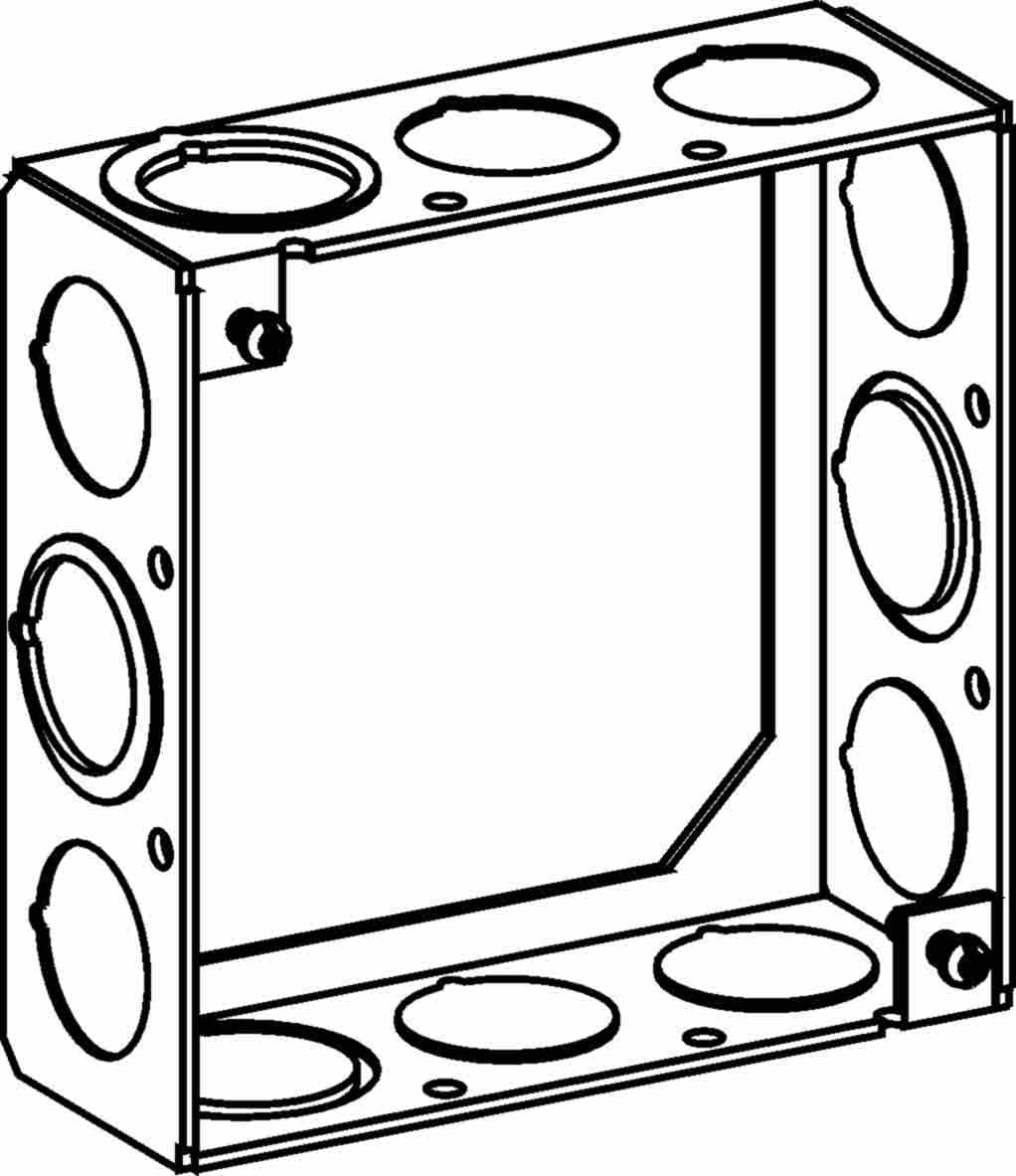 Orbit 4 in Square 1-1/2 in Deep 4S Square Steel Extension Box 1/2 in and 3/4 in Mixed Knockouts 4SB-MKO-EXT