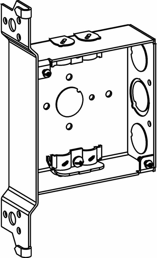 Orbit 4 in Square 1-1/2 in Deep 4S Square Steel Box NM Clamp Wood Stud Bracket 4SB-NM-WB