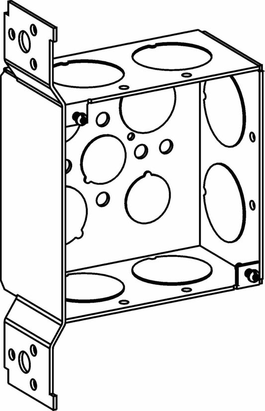 Orbit 4 in Square 2-1/8 in Deep 4S Square Steel Box 1 in Knockouts FB Bracket 4SDB-100-FB