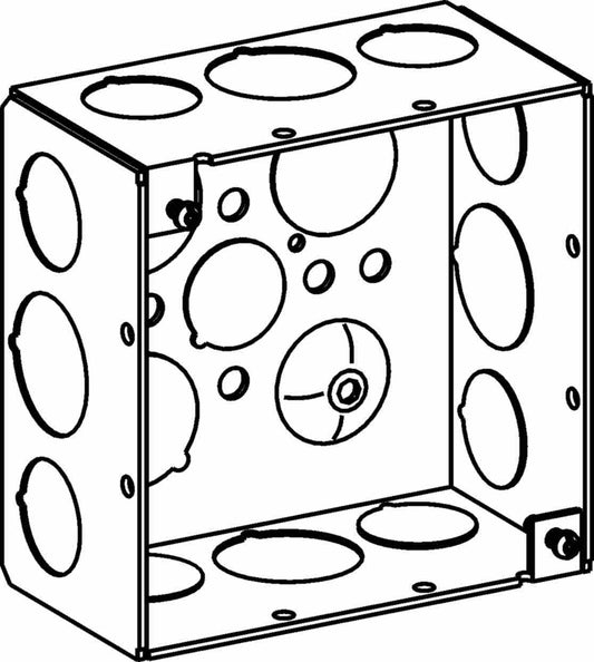 Orbit 4 in Square 2-1/8 in Deep 4S Square Steel Box 1/2 in and 3/4 in Knockouts 4SDB-50/75