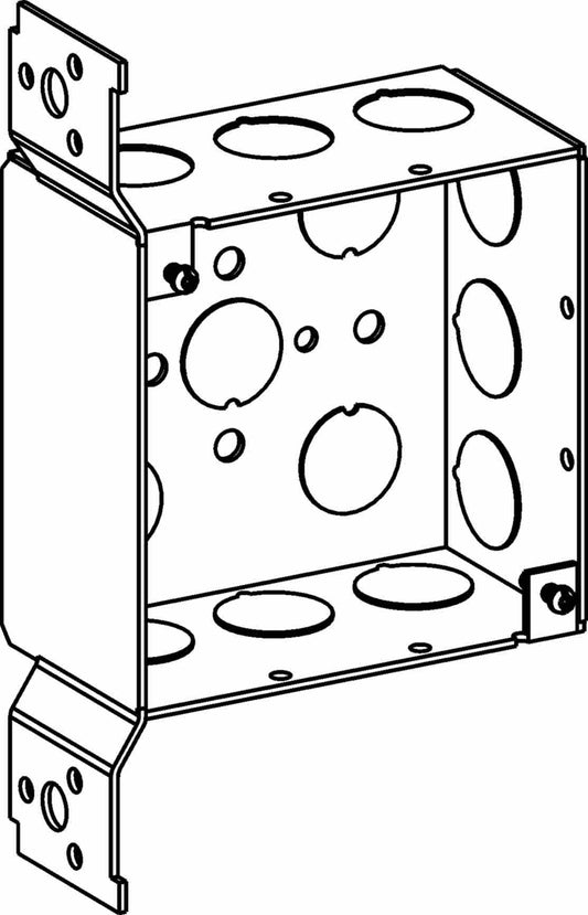Orbit 4 in Square 2-1/8 in Deep 4S Square Steel Box 1/2 in Knockouts FB Bracket 4SDB-50-FB