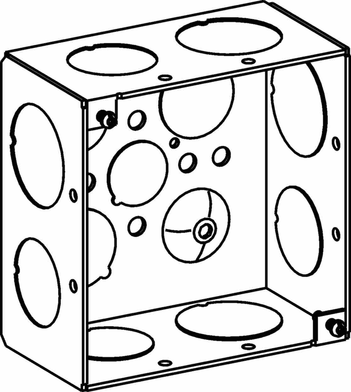Orbit 4 in Square 2-1/8 in Deep 4S Square Steel Box 3/4 in and 1 in Knockouts 4SDB-75/100