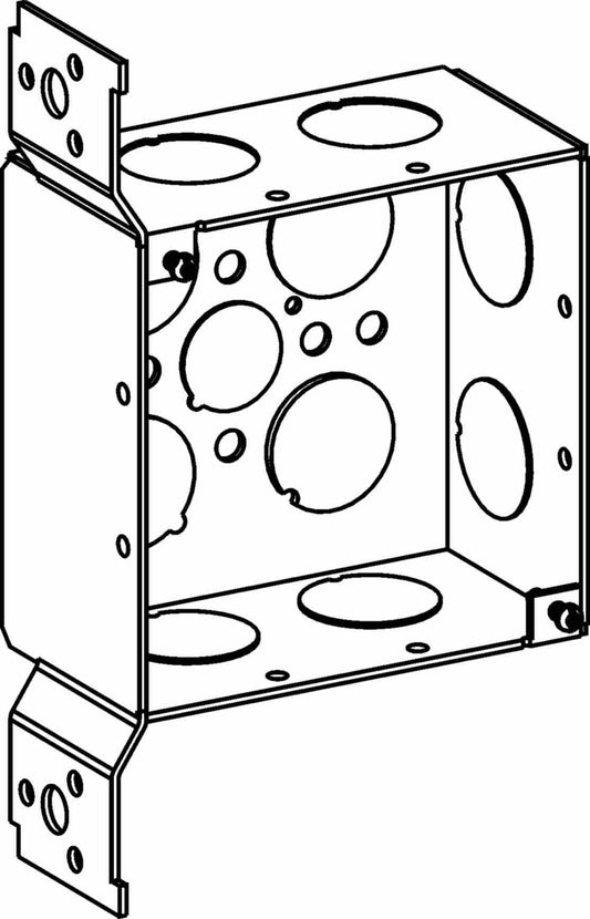 Orbit 4 in Square 2-1/8 in Deep 4S Square Steel Box 3/4 in Knockouts FB Bracket 4SDB-75-FB