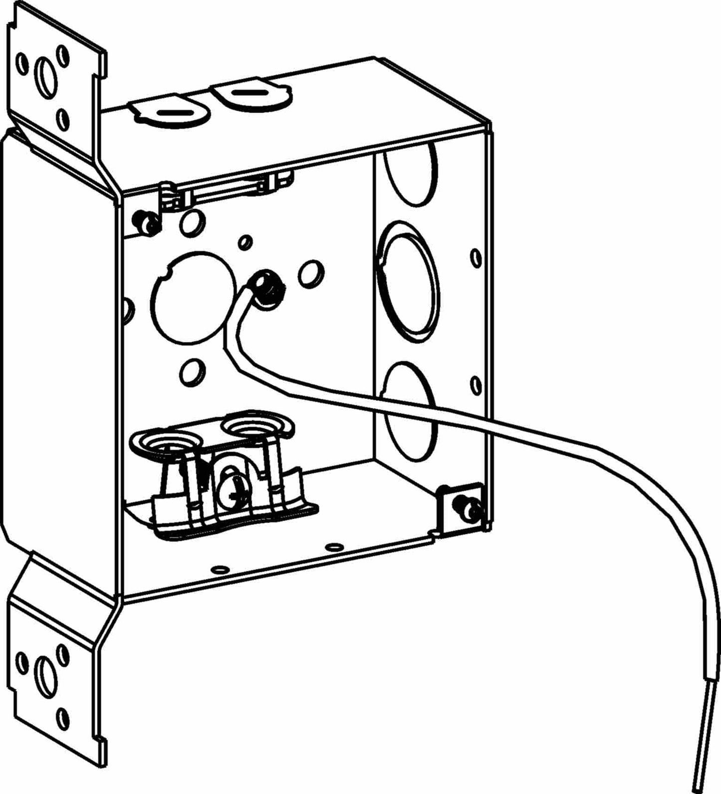 Orbit 4 in Square 2-1/8 in Deep 4S Square Steel Box MC Clamp FB Bracket With Pigtail 4SDB-MC-FBPT