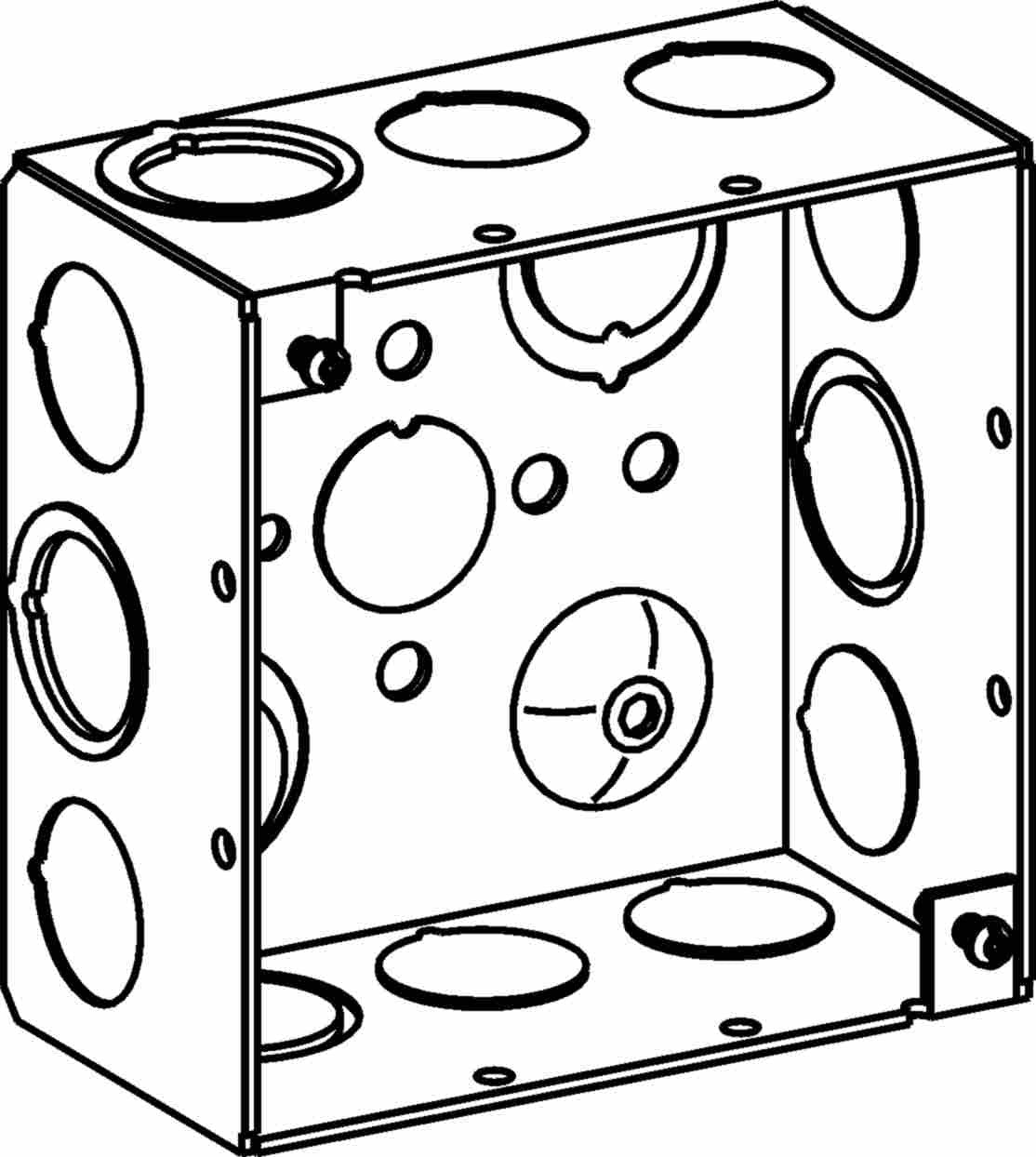 Orbit 4 in Square 2-1/8 in Deep 4S Square Steel Box 1/2 in and 3/4 in Mixed Knockouts 4SDB-MKO
