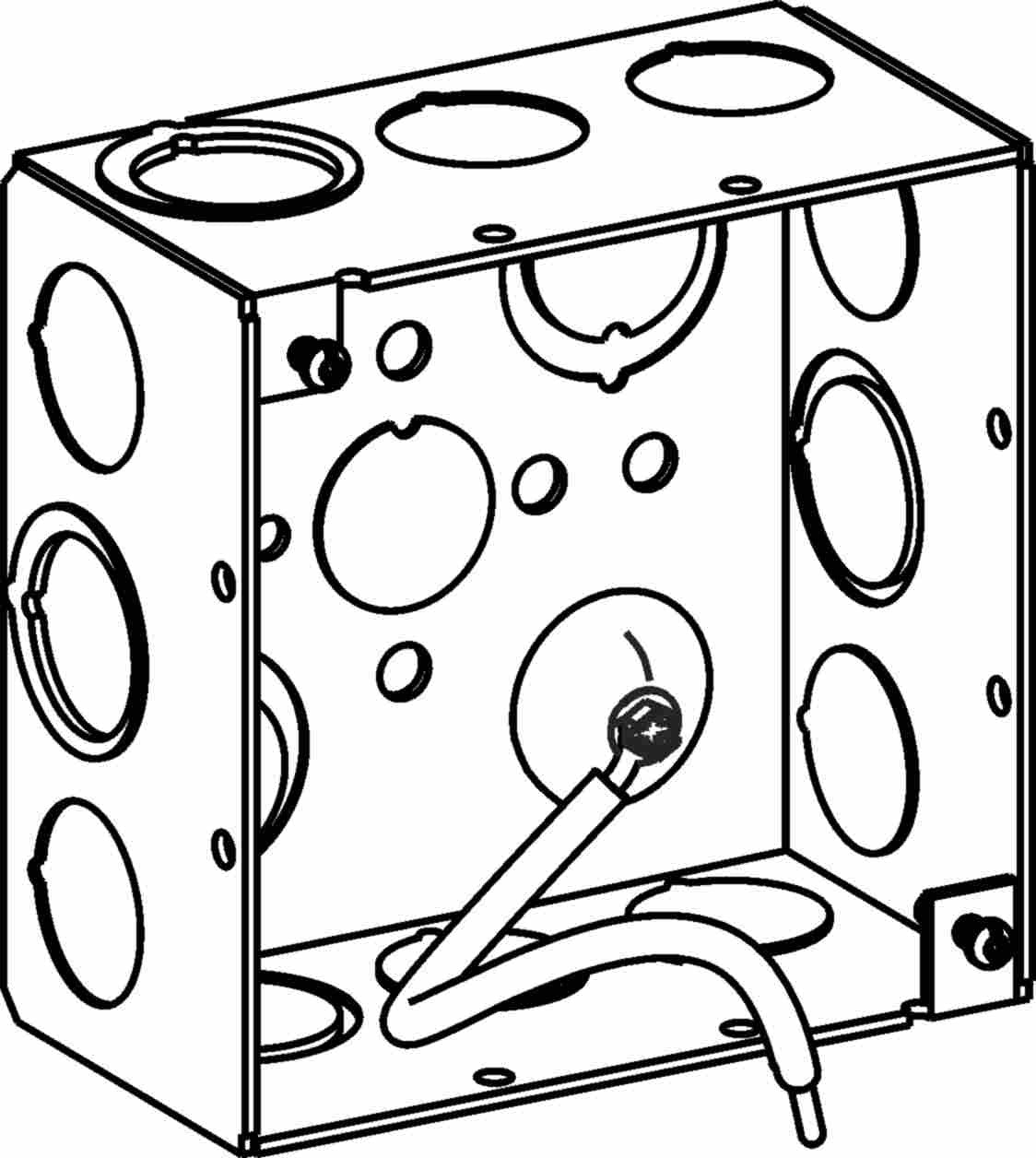 Orbit 4 in Square 2-1/8 in Deep 4S Square Steel Box 1/2 in and 3/4 in Mixed Knockouts With Pigtail 4SDB-MKO-PT