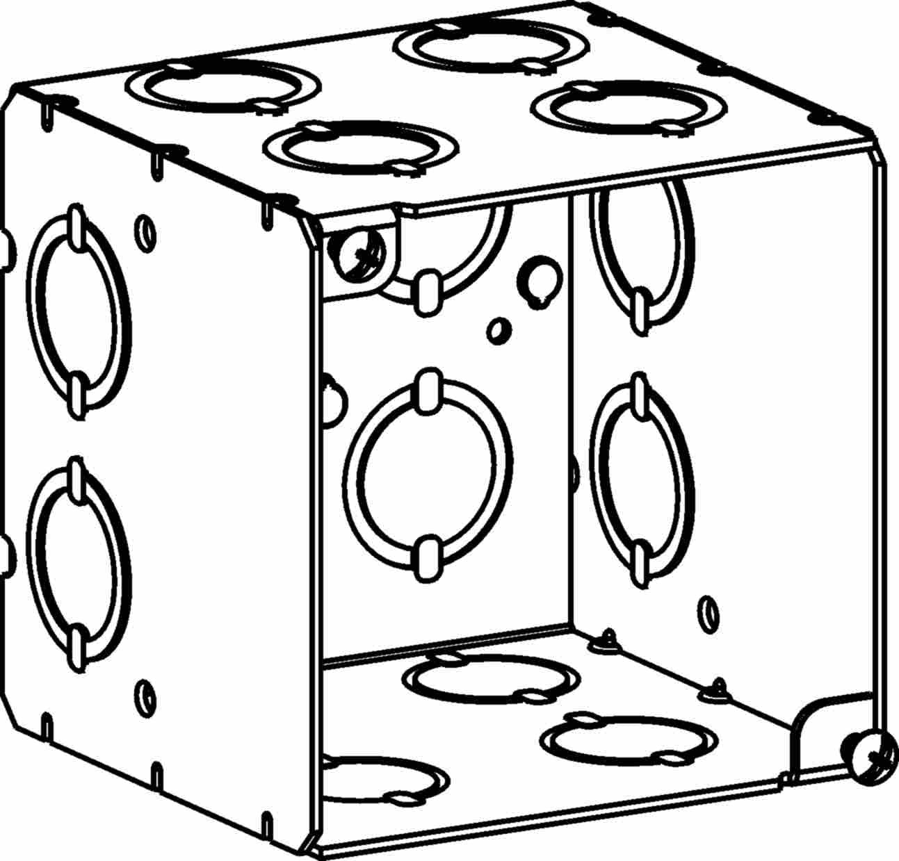 Orbit 4 in W X 4 in H 3-1/2 in Deep 4S Square Steel Box Concentric Knockouts, 1/2 in Knockouts 4SEDB-CKO