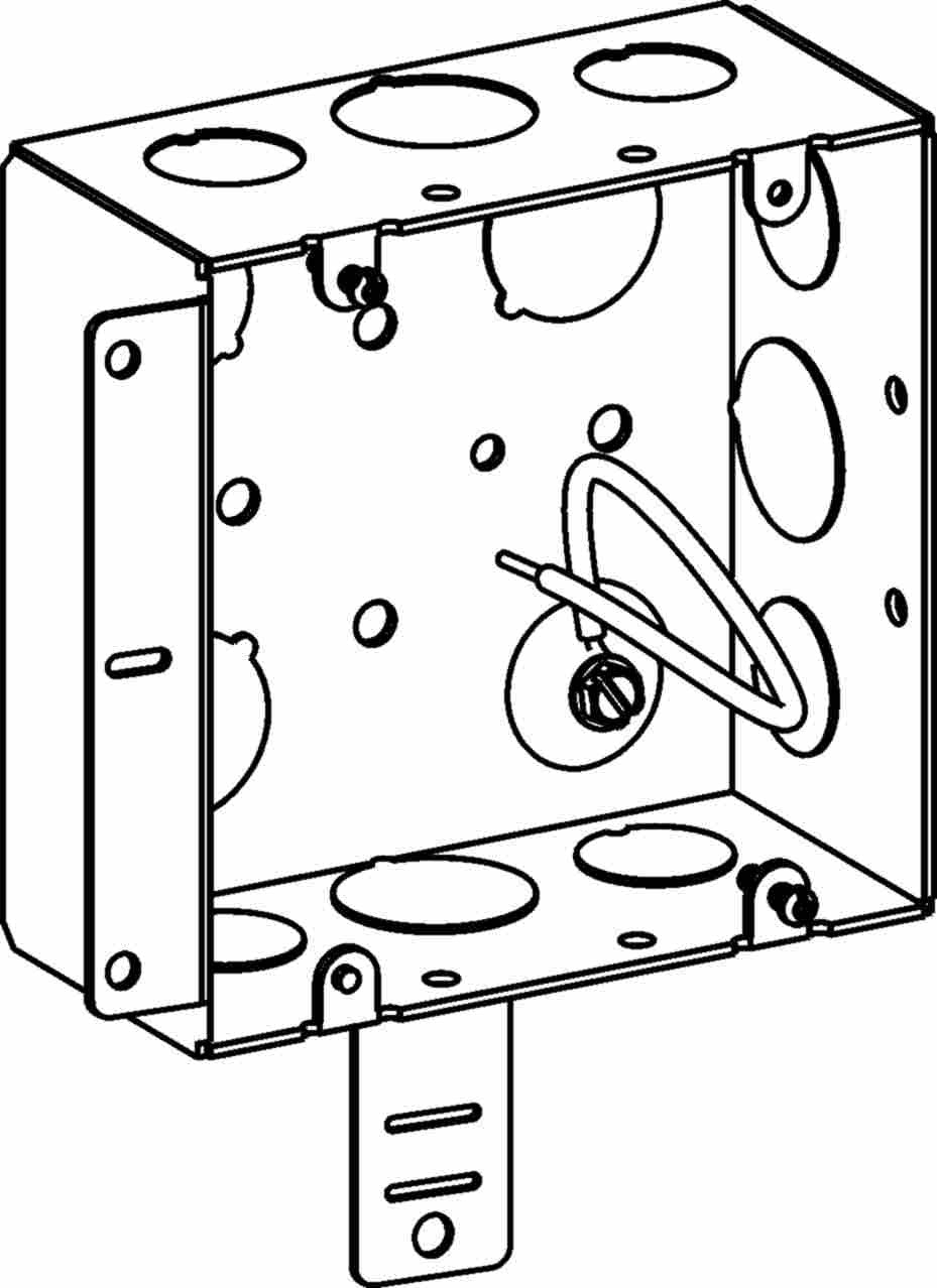 Orbit 4-11/16 in W X 4-11/16 in H 5S Square Steel Box 1/2 in Knockouts Ground Pigtail, Back Support Arm, Angle Bracket 5SD...