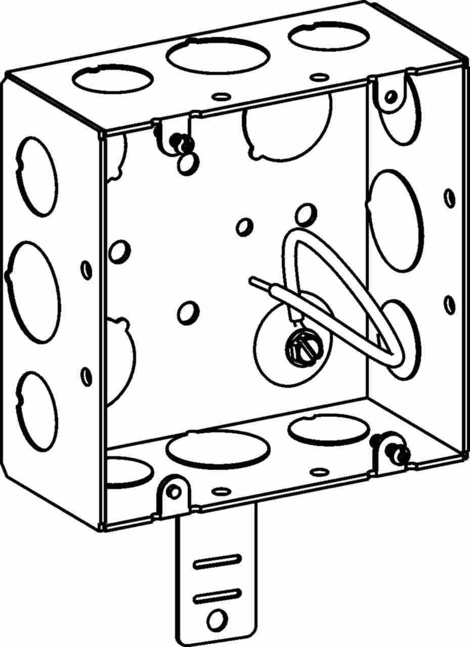 Orbit 4-11/16 in W X 4-11/16 in H 2-1/8 in Deep 5S Square Steel Box 1/2 in Knockouts Ground Pigtail, Back Support Arm 5SDB...