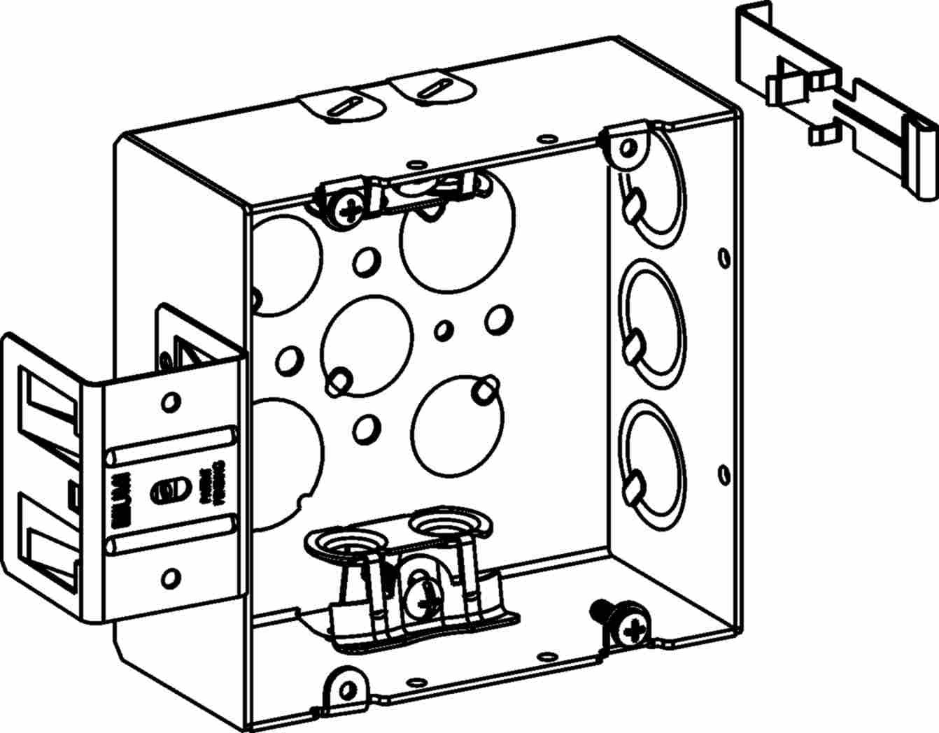 Orbit 4-11/16 in W X 4-11/16 in H 2-1/8 in Deep 5S Square Steel Box MC Clamp, Bracket 5SDB-MC-MS