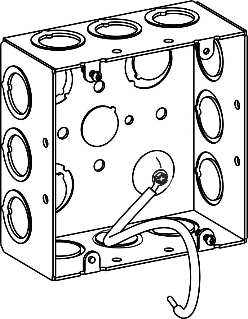 Orbit 4-11/16 in W X 4-11/16 in H 2-1/8 in Deep 5S Square Steel Box Mixed Knockouts Ground Pigtail 5SDB-MKO-A-PT