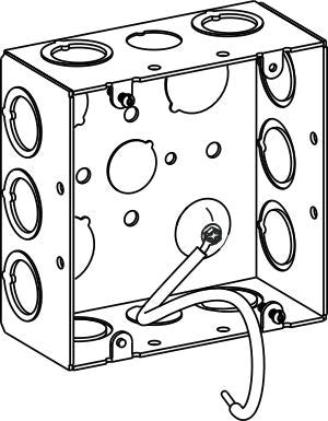 Orbit 4-11/16 in W X 4-11/16 in H 2-1/8 in Deep 5S Square Steel Box Mixed Knockouts Ground Pigtail 5SDB-MKO-PT-10