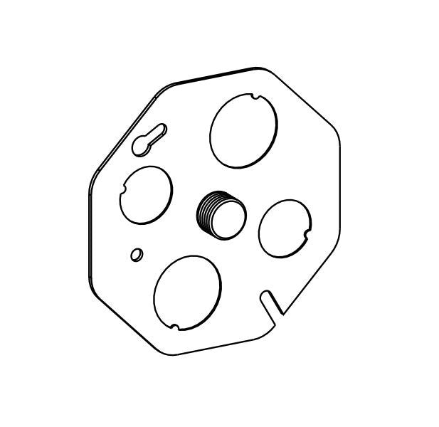 Orbit 4 in Octagon Concrete Box Cover Blank Cover 3/8 in Stud CBBKSTUD