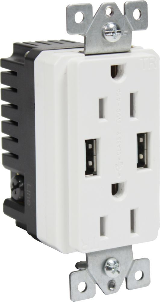 Orbit 15A 5V Almond Decorative USB Tamper Resistant Receptacle DRU15TR2A
