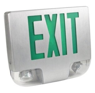 Orbit LED Die-Cast Aluminum Emergency and Exit Combo, Aluminum Housing, Black Face Plate, 1 Face, Red Letters EESLALEDAB1R