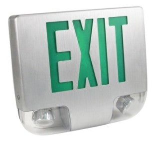 Orbit LED Die-Cast Aluminum Emergency and Exit Combo, Aluminum Housing, Black Face Plate, 2 Face, Red Letters EESLALEDAB2R