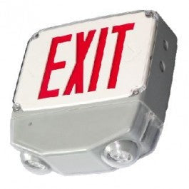 Orbit LED Wet Location. Emergency. and Exit Combo, White Housing, 2 Face, Green Letters, Tamper-Resistant Prf ESBL2LW2GTP