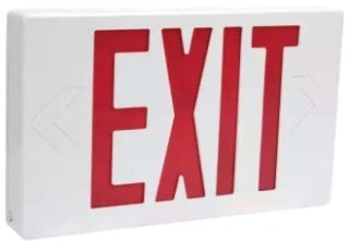 Orbit LED Exit Sign, Battery Backup, Black Housing, Grn Letters, Self Diag Test ESBLBGSDT