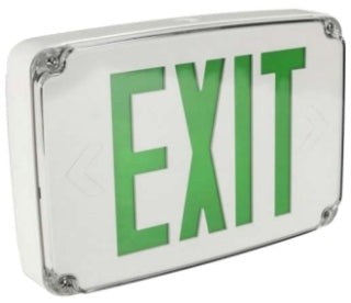 Orbit Micro LED Wet Location Exit Sign, White Housing, 1 Face, Green Letters, AC Only ESLN4MW1GAC