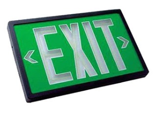 Orbit Selfilum Trit Exit Sign, Black Housing, Green Face Plate, 1 Face, 10 Yrs ESNBG110