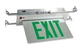 Orbit LED Recessed Edge-Lit Exit Sign, Black Casing, 2 Face, Red Letters, Battery Backup ESREB2REB