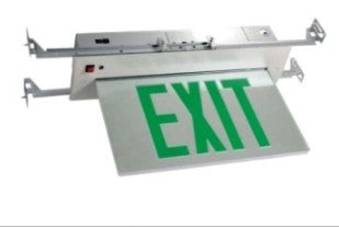 Orbit LED Recessed Edge-Lit Exit Sign, White Casing, 1 Face, Red Letters, Dual Circuit ESREW1R2C