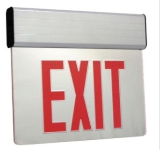 Orbit LED Surface Edge-Lit Exit Sign, Aluminum Casing, 2 Face, Green Letters, Battery Backup, S Dia ESSEA2GEBSDT