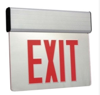 Orbit LED Surface Edge-Lit Exit Sign, Aluminum Casing, 2 Face, Red Letters, Battery Backup, S Dia ESSEA2REBSDT