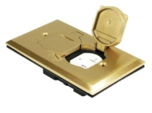 Orbit Floor Box Flip Cover Only, with Duplex Recep(T.R.), Brass FLBDCBR