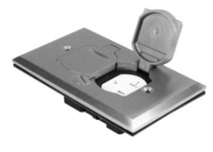 Orbit Floor Box Flip Cover Only, with Duplex Recep(T.R.), Stainless Steel FLBDCSS
