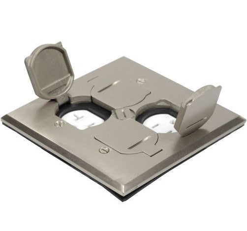 Orbit Floor Box Flip Type(Sqr. Plt)W 2 Rcpt.(T.R.), Cvr Only, Stainless Steel FLBDDCSS