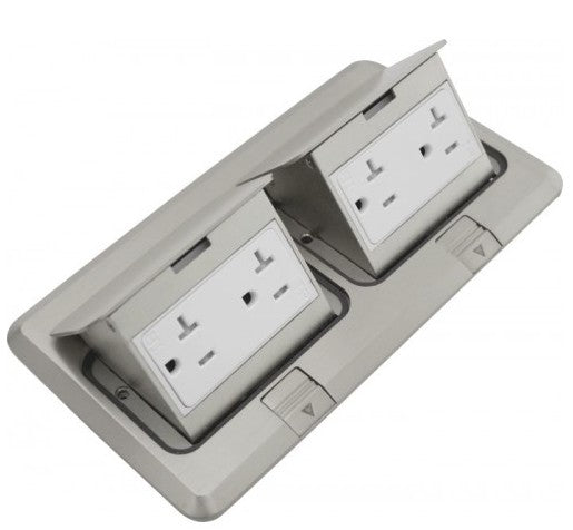 Orbit Floor Box Popup Cover Only with 2 Duplex Recep (T.R.), Stainless Steel FLBPUDDCSS