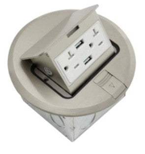 Orbit Floor Box Popup Rnd. Recept.(T.R.), USB, 5 VDC 2.1 A S.Stl. FLBPUDURSS