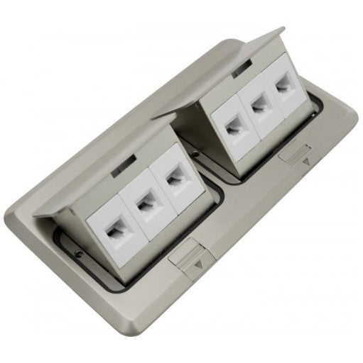 Orbit Floor Box Popup Cover Only with 2 Low Voltage (RJ45), Stainless Steel FLBPULLCSS
