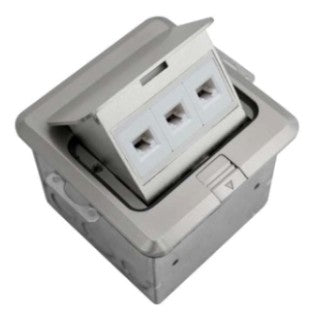 Orbit Floor Box Popup with Low Voltage(RJ45), Square Cover, Stainless Steel FLBPULSSS