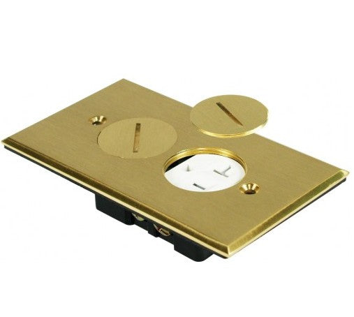 Orbit Floor Box Round 1 G Cover Only, with Duplex Recep(T.R.), Brass FLBR1GCBR