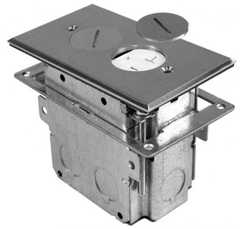 Orbit Floor Box Round 1 G with Duplex Recep(T.R.), Adjust.Box, Stainless Steel FLBR1GSS
