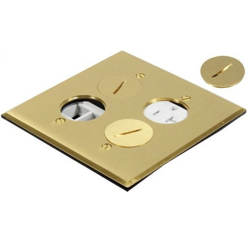Orbit Floor Box Rnd Plug (Sqr.Plt)Wrcpt.(T.R.) and (Kjh 4 P), Cvr Only, Bronze. FLBR2GDLCBR