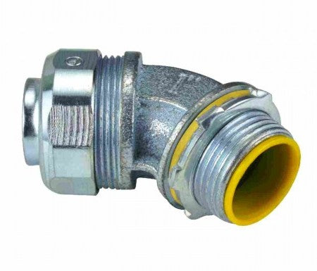 Orbit Insulated Liquidtight Conn, Malleable Iron, 45DEG, 3-1/2 in MLTI45350