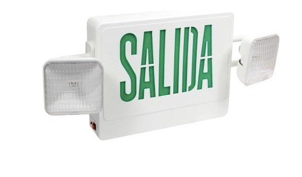 Orbit LED Salida Exit & Emergency Combo, White Hsg, Green Letters SECLG
