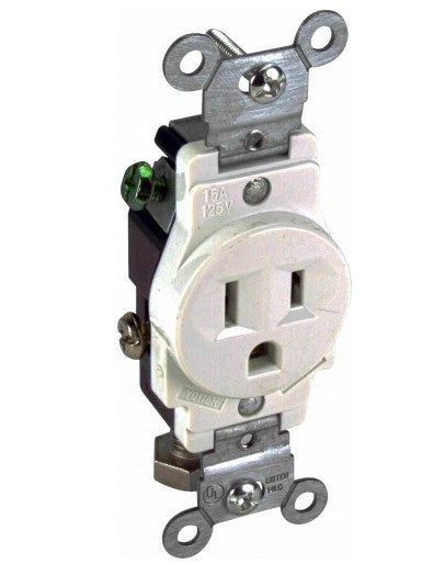 Orbit 15A 120V Single Receptacle Ivory SR15I