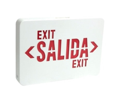 Orbit LED Salida Exit Sign, Battery Backup, White Hsg, Green Letters SSBLG