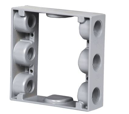 Westgate 1/2" 2-gang 8 outlet holes Gray Weatherproof Extension Box W2XB50-8
