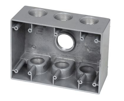Westgate 1/2" 3-gang 7 outlet holes Gray Deep Weatherproof Electrical Box W3DB50-7