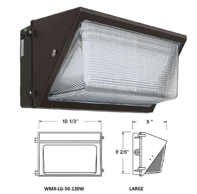Westgate 120-277V 50W/80W/100W/120W 130 LM/W 3000K Dark Bronze LED Non-Cutoff Wall Pack WMX-LG-50-120W-30K