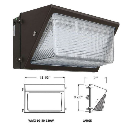 Westgate 120-277V 50W/80W/100W/120W 130 LM/W 3000K Dark Bronze LED Non-Cutoff Wall Pack WMX-LG-50-120W-30K